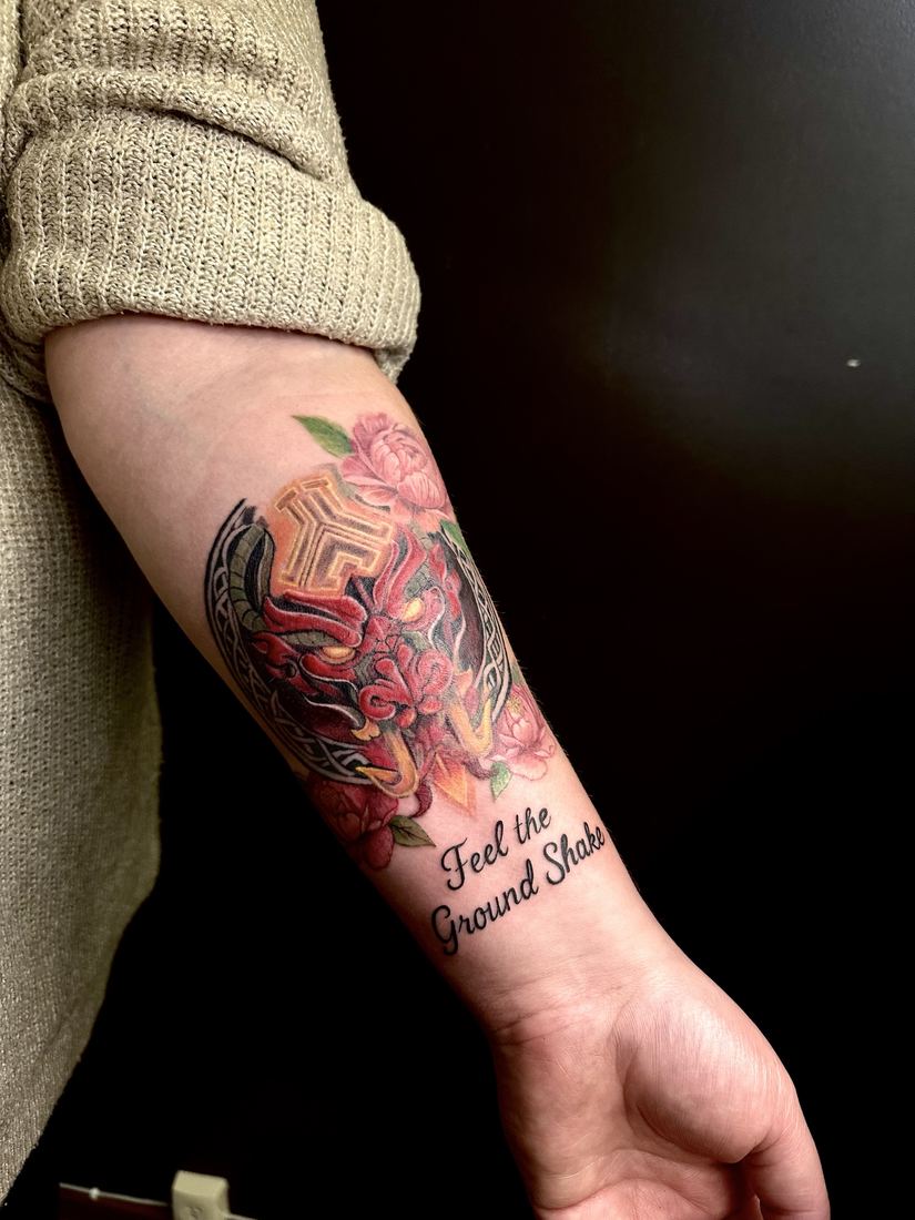 Forearm piece with lettering